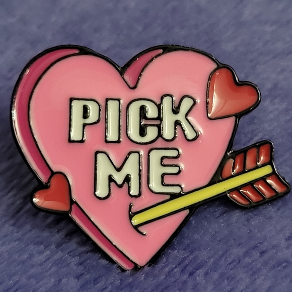 Pick Me Heart Pierced By Cupid's Arrow Enamel Pin - Picture 3 of 9